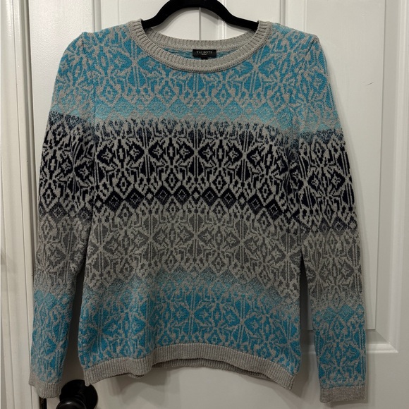 Talbots Sweaters - Talbots Blue and Gray Patterned Sweater